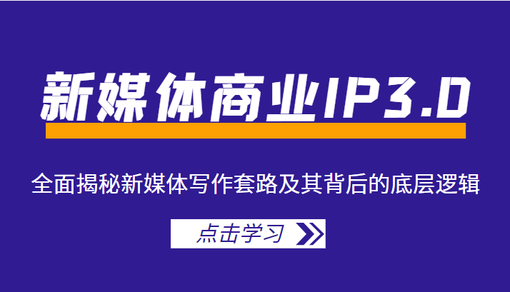 新媒体商业IP3.0，全面揭秘新媒体写作套路及其背后的底层逻辑（价值1299元）-网创资源吧