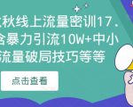2023秋秋线上流量密训17.0:包含暴力引流10W+中小卖家流量破局技巧等等-网创资源吧