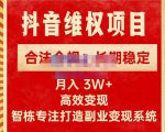 新版抖音维权项目每单利润1000+,合法合规,长期稳定,月入3W+价值1999元-网创资源吧