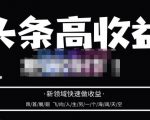 头条高收益批量操作,2023新领域快速做收益,头条号零基础轻松上手-网创资源吧