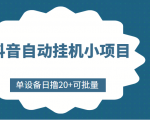 抖音自动挂机小项目,单设备日撸20+,可批量,号越多收益越大-网创资源吧