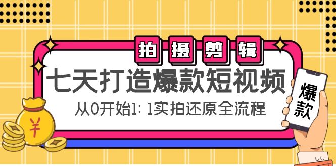 七天打造爆款短视频：拍摄+剪辑实操，从0开始1:1实拍还原实操全流程-网创资源吧