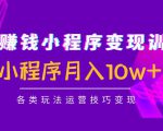 抖音赚钱小程序变现训练营:小程序月入10w+各类玩法运营技巧变现-网创资源吧