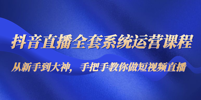 抖音直播全套系统运营课程：从新手到大神，手把手教你做直播短视频-网创资源吧