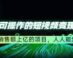 五个可操作的短视频变现项目:年销售额上亿的项目,人人能复制-网创资源吧