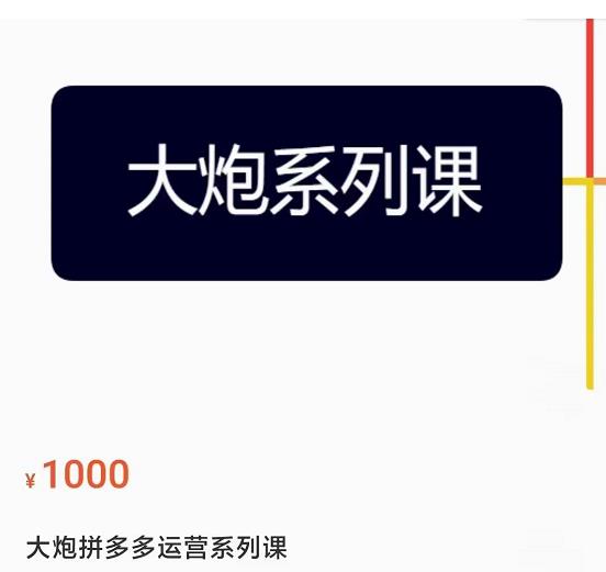 大炮拼多多运营系列课，各类​玩法合集，拼多多运营玩法实操-网创资源吧