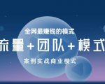 王冲老师《流量+团队+模式》商业模式实战课,全网最赚钱的模式-网创资源吧
