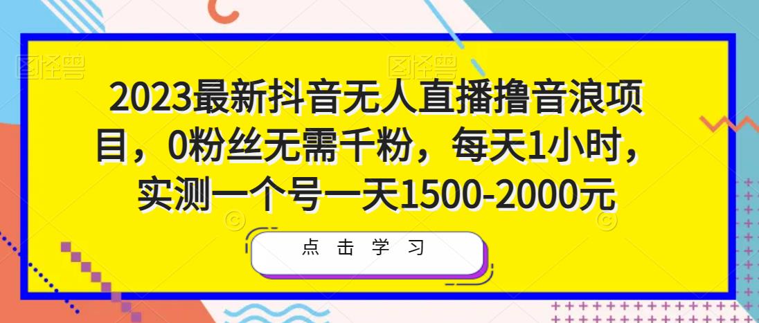 2023最新抖音无人直播撸音浪项目，0粉丝无需千粉，每天1小时，实测一个号一天1500-2000元-网创资源吧