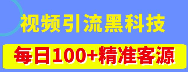 视频引流黑科技玩法，不花钱推广，视频播放量达到100万+，每日100+精准客源-网创资源吧