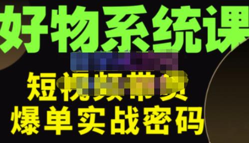 大嘴·好物短视频带货解析，学完你将懂的短视频带货底层逻辑，做出能表现的短视频-网创资源吧