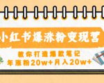 小红书爆涨粉变现营,教你打造爆款笔记,年涨粉20w+月入20w-网创资源吧