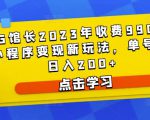 D1G馆长2023年收费990的抖音小程序变现新玩法,单号轻松日入200+-网创资源吧