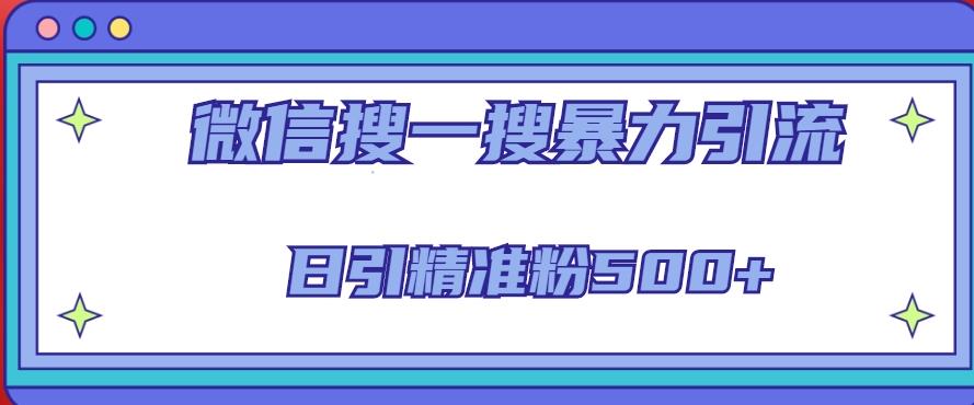 微信搜一搜引流全系列课程，日引精准粉500+（8节课）-网创资源吧