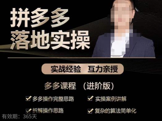 拼多多实战篇·落地实操：多多操作完整思路+实操案例讲解+拆解操作思路+复杂的算法简单化-网创资源吧