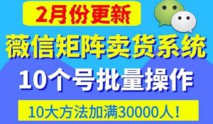 微信矩阵卖货系统,多线程批量养10个微信号,10种加粉落地方法,快速加满3W人卖货!-网创资源吧