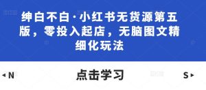 绅白不白·小红书无货源第五版,零投入起店,无脑图文精细化玩法-网创资源吧