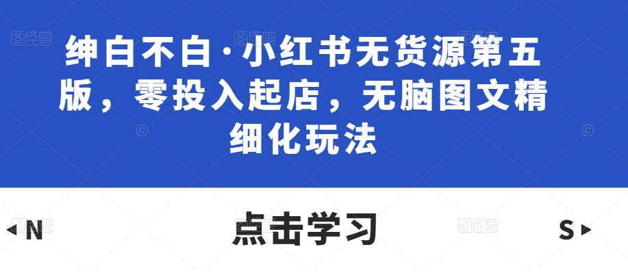 绅白不白·小红书无货源第五版，零投入起店，无脑图文精细化玩法-网创资源吧