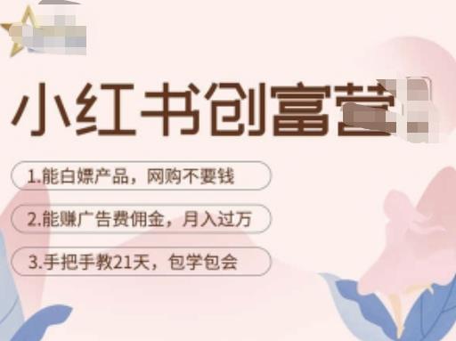 小红书创富营-教小红书带货，陪跑21天，教你赚广告费佣金，月入过万-网创资源吧