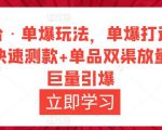 万相台·单爆玩法,单爆打造流程+单品快速测款+单品双渠放量+単品巨量引爆-网创资源吧