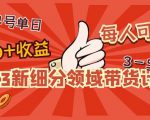 2023新细分领域带货计划:单号单日1000+收益不难,每人可操作3-5个账号-网创资源吧