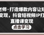不韦老师·打造爆款内容让短视频快速变现,抖音短视频IP打造及直播课变现-网创资源吧