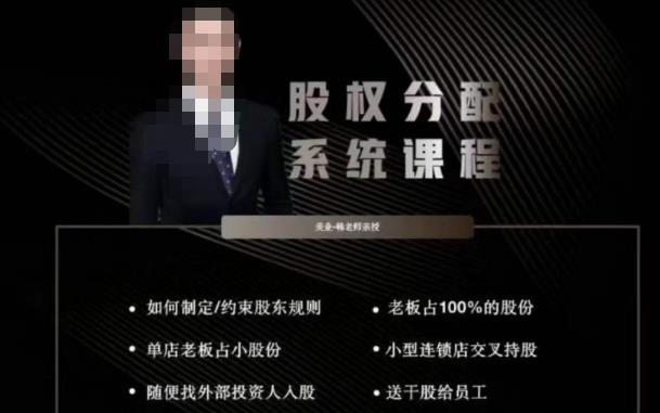 韩老师聊美业-美业股权分配系统课程，如何制定约束股东规则+老板占100%的股份+单店老板占小股份等-网创资源吧