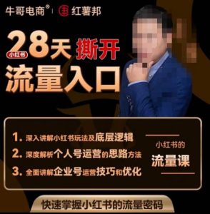 牛哥电商红薯邦28天撕开小红书流量入口,小红书运营系列课,快速掌握小红书的流量密码-网创资源吧