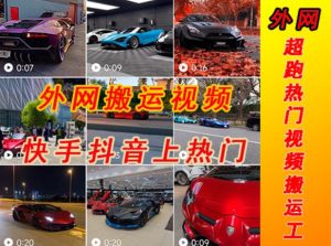 外面收费398元外网超跑豪车汽车视频搬运至快手抖音上热门项目，只需一步手机就可以操作-网创资源吧