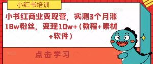 小书红商业变现营,实测3个月涨18w粉丝,变现10w+(教程+素材+软件)-网创资源吧