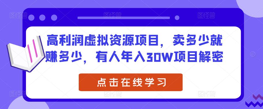 高利润虚拟资源项目，卖多少就赚多少，有人年入30W项目解密-网创资源吧