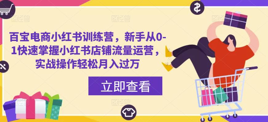百宝电商小红书训练营，新手从0-1快速掌握小红书店铺流量运营，实战操作轻松月入过万-网创资源吧