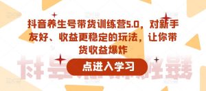 抖音养生号带货训练营5.0,对新手友好、收益更稳定的玩法,让你带货收益爆炸-网创资源吧