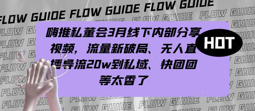 嗨推私董会3月线下内部分享视频，流量新破局、无人直播导流20w到私域、快团团等太香了-网创资源吧