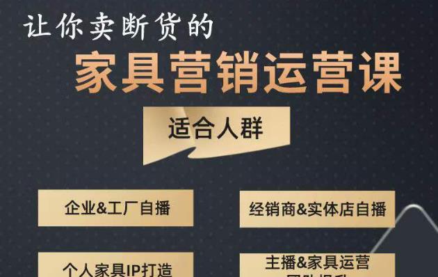 让你卖断货的家具营销运营课，打造高销量家具账号（短视频+直播+人物IP）-网创资源吧