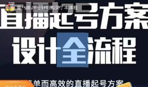 2023正价控流起号课，直播起号方案设计全流程，简单而高效的直播起号方案-网创资源吧