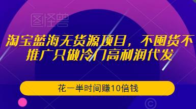 淘宝蓝海无货源项目，不囤货不推广只做冷门高利润代发，花一半时间赚10倍钱-网创资源吧