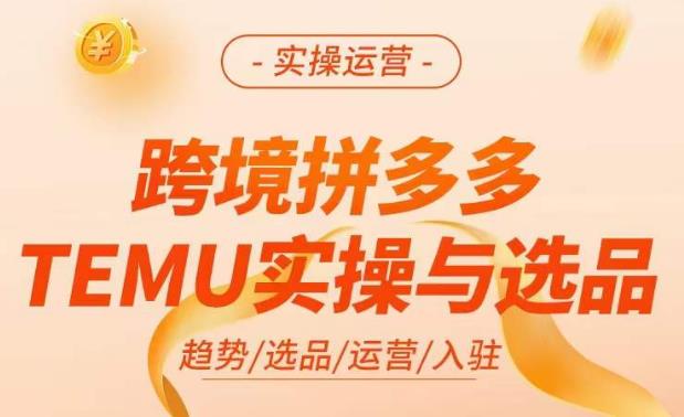 跨境拼多多TEMU实操与选品，​掌握平台运营方法技巧，选品避坑12条标准，爆款的底层思路等-网创资源吧
