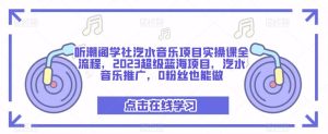 听潮阁学社汽水音乐项目实操课全流程,2023超级蓝海项目,汽水音乐推广,0粉丝也能做-网创资源吧
