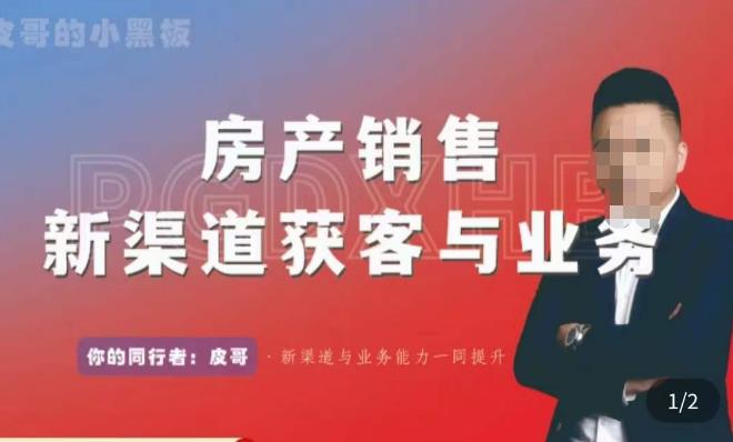 皮哥·房产销售新渠道获客与业务，​打造新时代房产经纪达人，助力行业新人成长为业内精英-网创资源吧