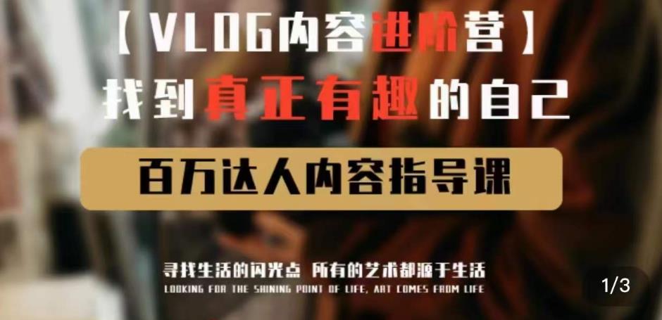 vlog内容进阶营，找到真正有趣的自己，百万达人内容指导课-网创资源吧