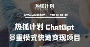 热狐计划:王大陆ChatGpt多重变现实操课,多种模式快速变现-网创资源吧
