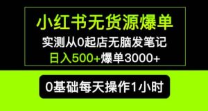 小红书无货源爆单实测从0起店无脑发笔记爆单3000+长期项目可多店-网创资源吧