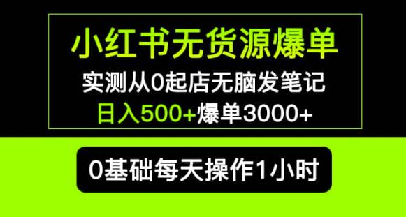 小红书无货源爆单实测从0起店无脑发笔记爆单3000+长期项目可多店-网创资源吧