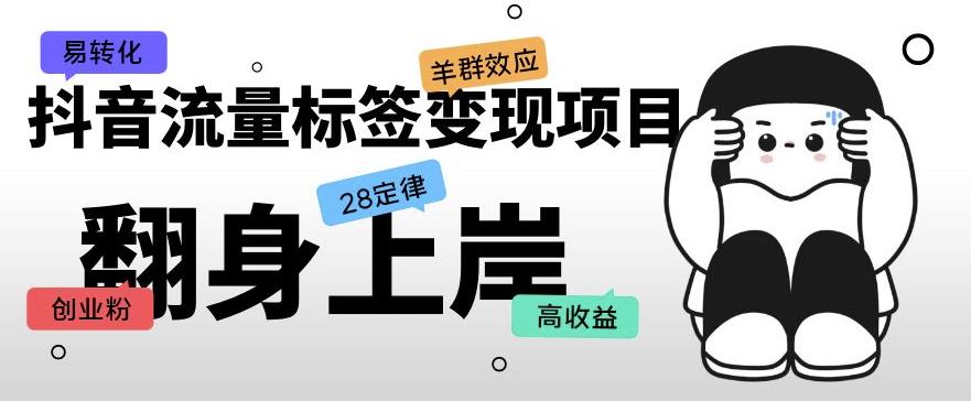 抖音流量标签变现项目，抖音创业粉轻松转化，单价高收益简单-网创资源吧
