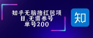 最新知乎撸红包项长久稳定项目,稳定轻松撸低保【详细玩法教程】-网创资源吧
