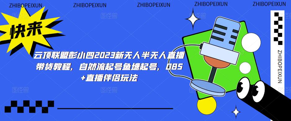 云顶联盟彭小四2023新无人半无人直播带货教程，自然流起号鱼塘起号，OBS+直播伴侣玩法-网创资源吧