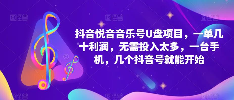 抖音音乐号U盘项目，一单几十利润，无需投入太多，一台手机，几个抖音号就能开始-网创资源吧