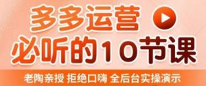 老陶电商·拼多多运营必听10节课,拒绝口嗨,全后台实操演示,花的少,赚得多,爆款更简单-网创资源吧