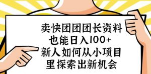 卖快团团团长资料也能日入100+新人如何从小项目里探索出新机会-网创资源吧