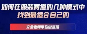 文全老师带你做直播线上课,如何在服装赛道的几种模式中找到最适合自己的-网创资源吧
